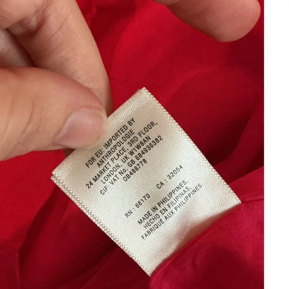 HD In Paris Anthro Womens Printemps Linen Dress Bright Pink US 6 Bright Pink - Picture 10 of 13